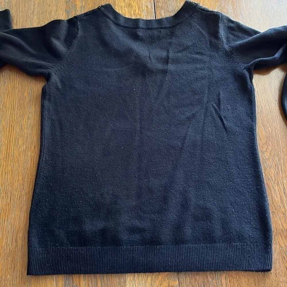 Laura Scott black pullover sweater with beaded neckline size small
